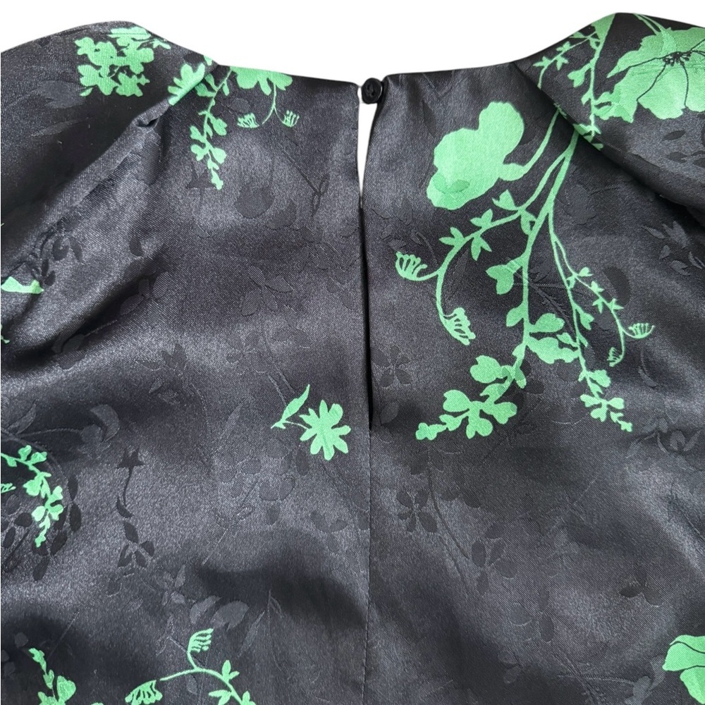 Zara Green Black Jacquard Floral Print Belted Mini Dress, Size S - Picture 6 of 16